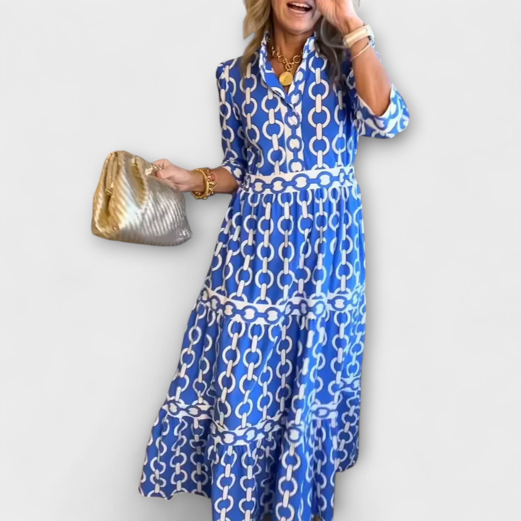 Sophia | Midi jurk met kettingpatroon