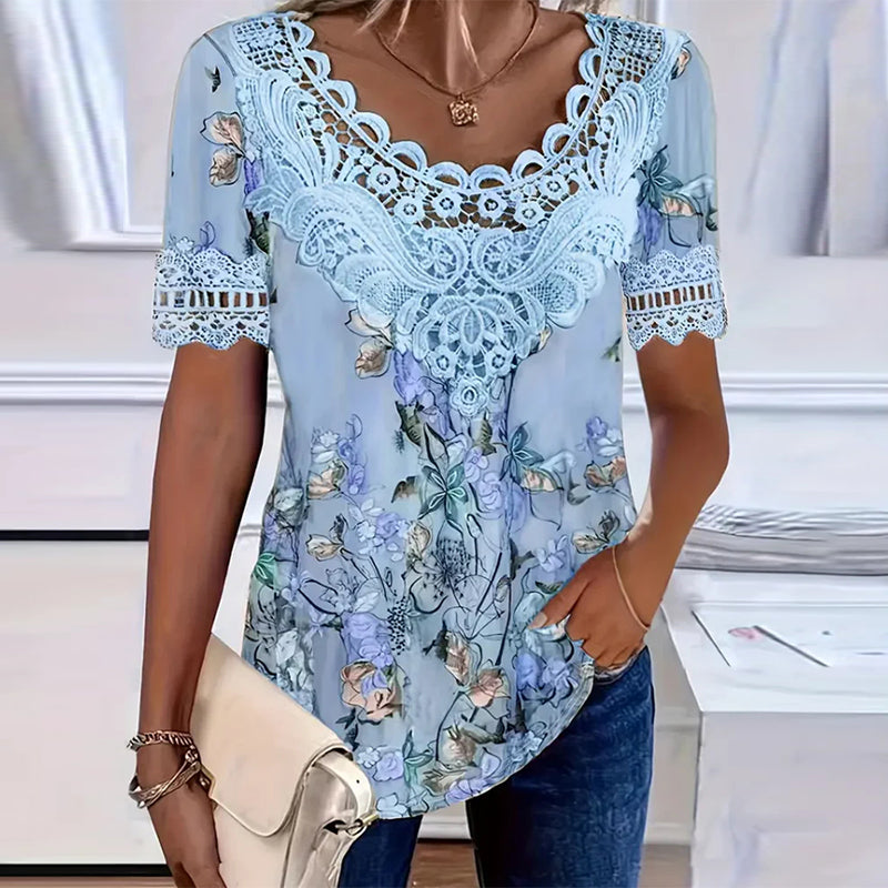 Mona | T-shirt Bloemenprint Mode Korte Mouw