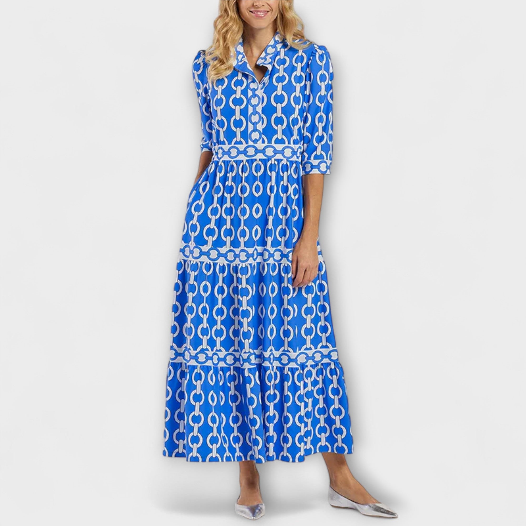 Sophia | Midi jurk met kettingpatroon