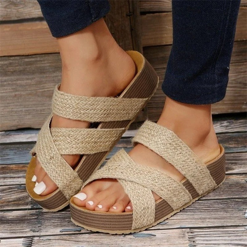 Erika™ - Geweven sandalen met gekruiste bandjes voor dames